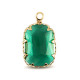 Crystal glass charm rectangle 13mm Classic green-gold